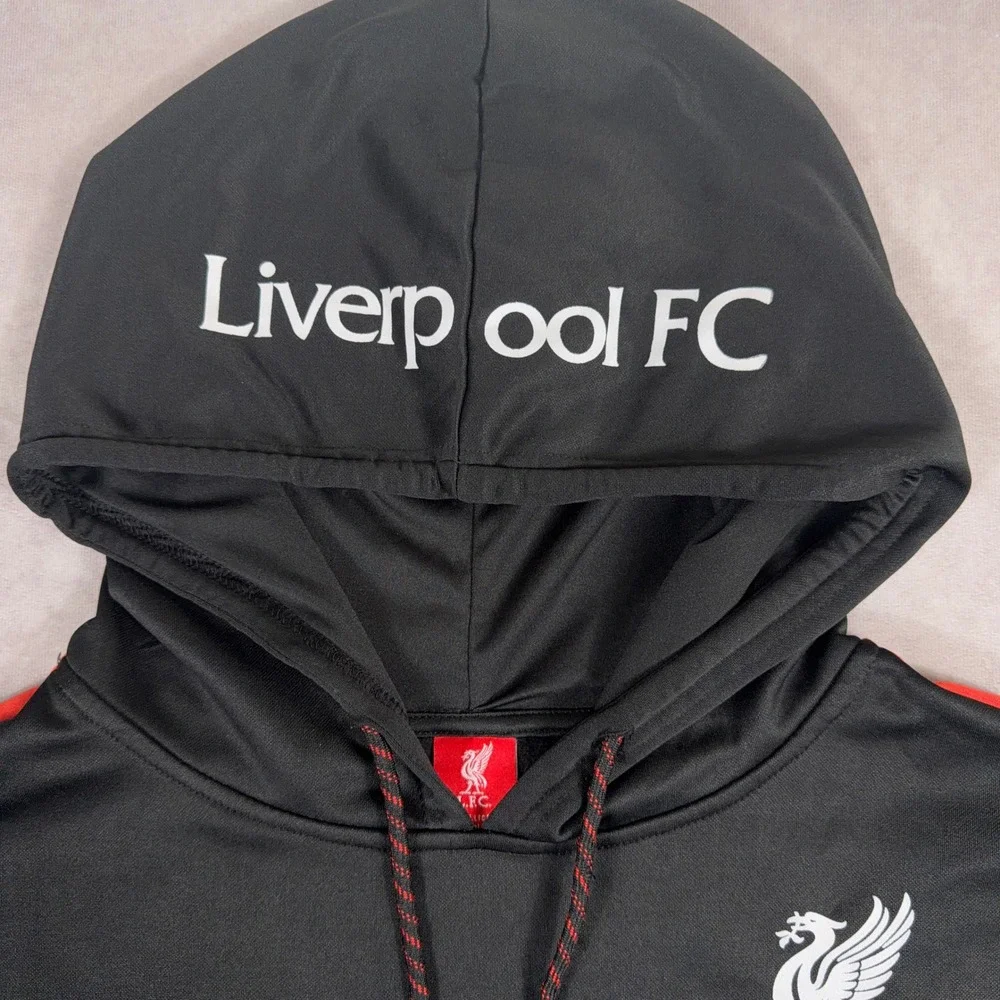 Liverpool FC Hoodie Official LFC Product Polyester Chevron XL Black Red Soccer - Picture 5 of 10